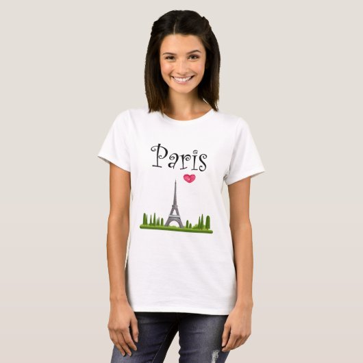Harde Parijs met Eiffeltoren T-shirt (Voorkant volledig)