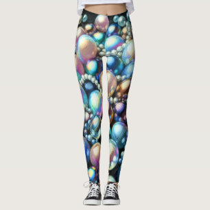 Harde pastel parels iriserende kralen leggings