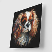 Harde Pastel Tekening King Charles Cavalier Spanie Vierkante Klok (Hoek)