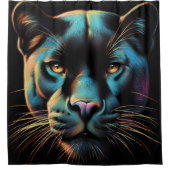 Harde Pastel Tekening Zwarte Panter Douchegordijn (Voorkant)