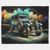 Harde Pastel Zwart Antiek Auto Fleece Deken (Voorkant (Horizontaal))
