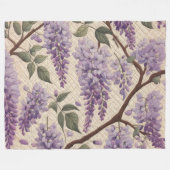 Harde Pasteltekening Paarse Wisteria Fleece Deken (Voorkant (Horizontaal))