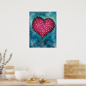 Harde Poster Roze Blauw Black Cute (Keuken)