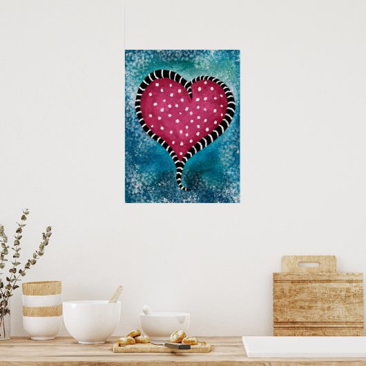 Harde Poster Roze Blauw Black Cute (Keuken)