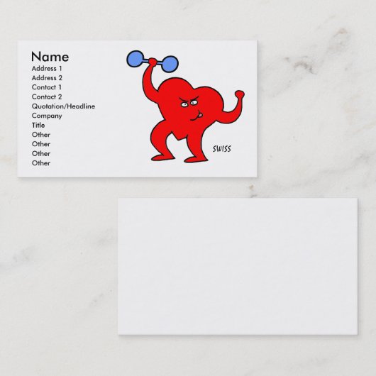 Harde rehab en persoonlijk opleiders Cartoon hart Visitekaartje (Voorkant / Achterkant)