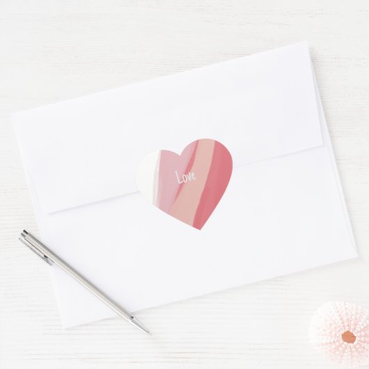 Harde roze Waterverf Hart Sticker (Envelop)