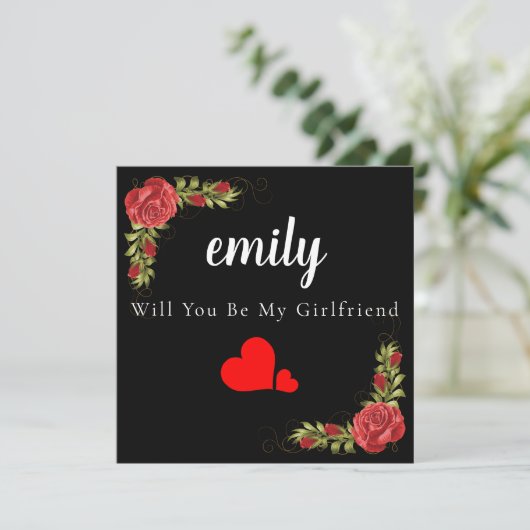 Harde Rozen Elegant... zal jij mijn Vriendin Kaart (Staand voorkant)