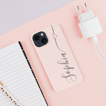 Harde-Script-kalligrafie Blush roze iPhone 13 Hoesje<br><div class="desc">Cute en modern script met hart.</div>