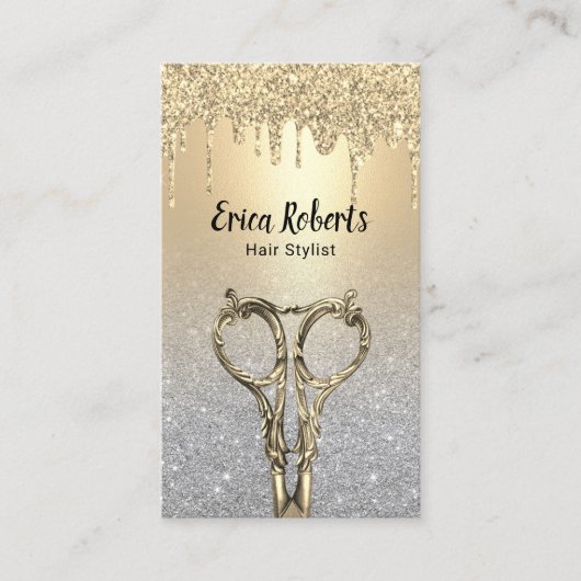 Harde stijlvolle gouden schijven Silver Glitter Sa Visitekaartje (Voorkant)