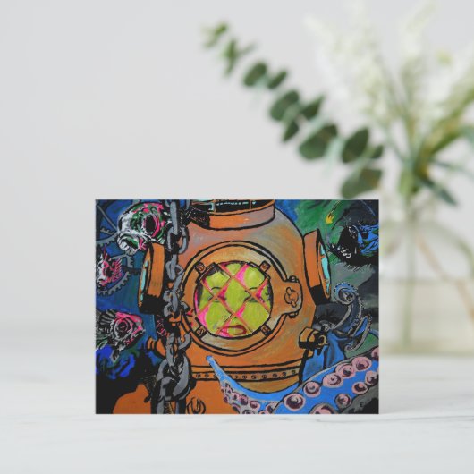 "Harde tijden voor het Briefkaart Aquanaut" (Staand voorkant)