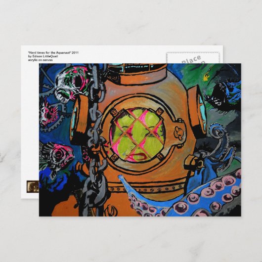 "Harde tijden voor het Briefkaart Aquanaut" (Voorkant / Achterkant)