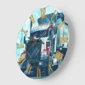 Harde transportwandklok rond Red Truck Art Grote Klok (Hoek)