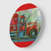 Harde transportwandklok rond Red Truck Art Grote Klok (Hoek)