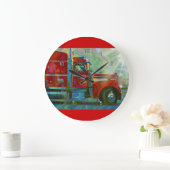 Harde transportwandklok rond Red Truck Art Grote Klok (Huis)