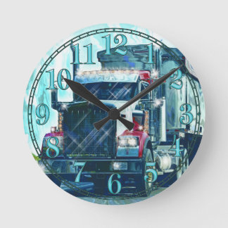 Harde transportwandklok rond Red Truck Art Ronde Klok