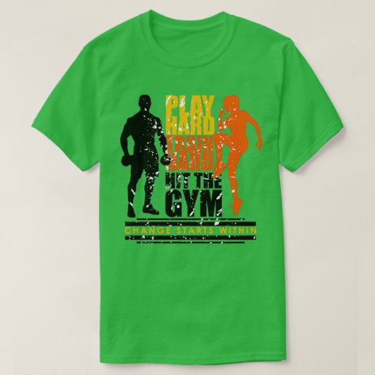 Harde trein hard slaan op de gym t-shirt (Design voorkant)