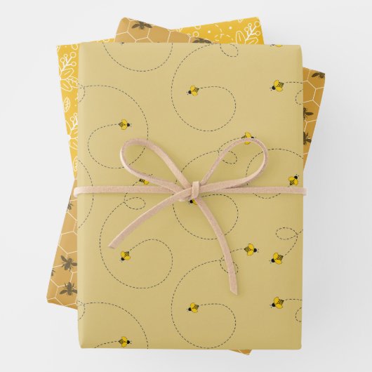 Harde werkhoningbijenset 3 inpakpapier vel (In situ)