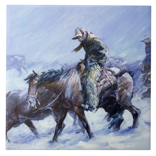 "Harde winter" Westerne kunst van WHD Koerner Tegeltje (Voorkant)