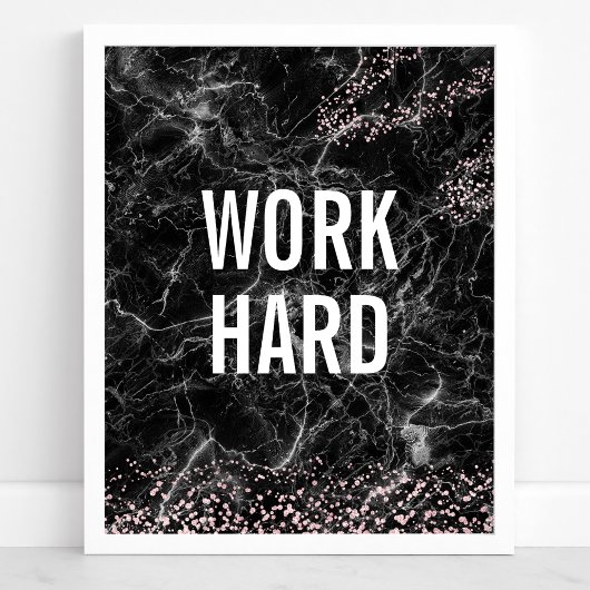 Harde zwarte marmer Roos Gold Glitter Quote Poster