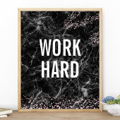 Harde zwarte marmer Roos Gold Glitter Quote Poster
