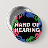 Harde zwarte roze blauwe tropische bladeren horen ronde button 7,6 cm (Voorkant /achterkant)