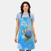 Harden van blauwe Waterverf Hydrangeas All-Over-Pr Schort (Gedragen)