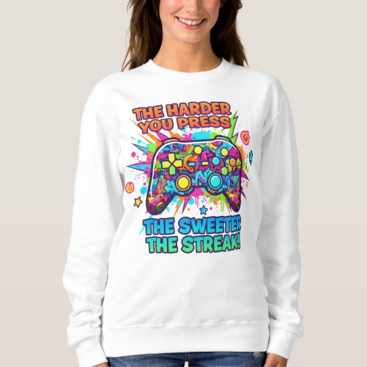 "Harder You Press Gamer T-Shirt – Grappige Gaming (Voorkant)