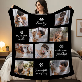 Hardest Goodbye Pet Dog Memorial 8-Photo Collage Fleece Deken