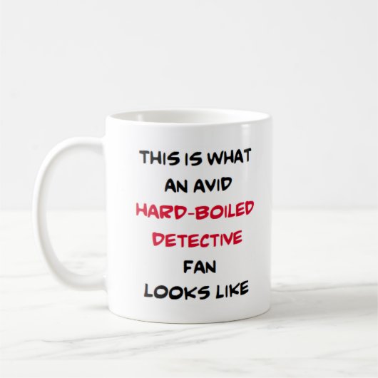 hardgekookte detective fan, enthousiast koffiemok (Links)