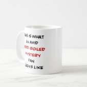 hardgekookte mysterie-ventilator, enthousiaste kof koffiemok (Voorkant links)