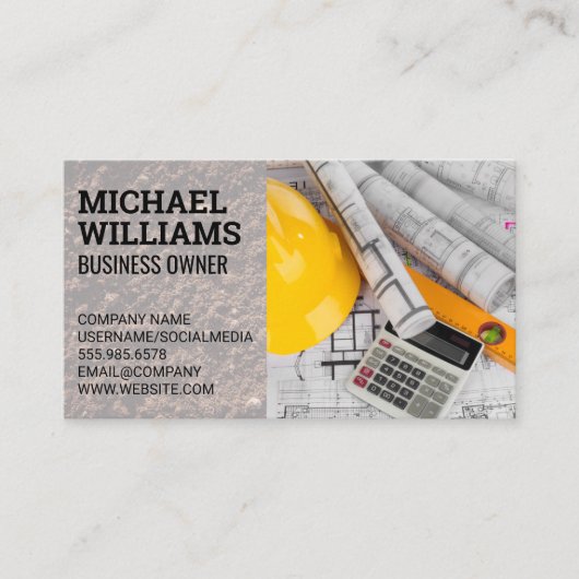 Hardhat-blauwdrukken | Bouwarchitect Visitekaartje (Voorkant)