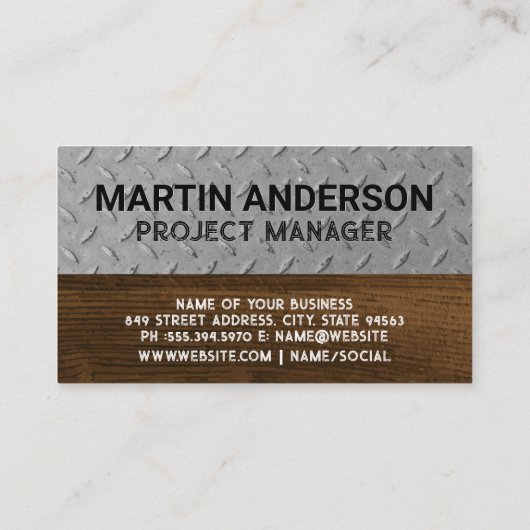 Hardhat Constructielogo | Staal Hout Visitekaartje (Achterkant)