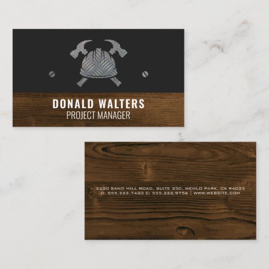 Hardhat Hamers | Metaal en Hout Visitekaartje (Voorkant / Achterkant)