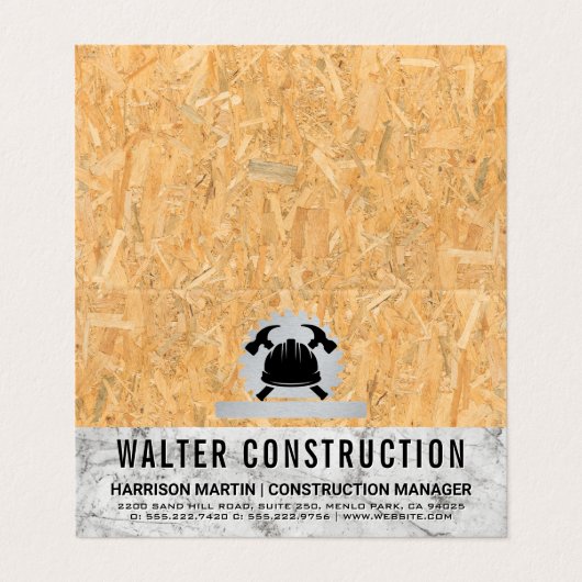 Hardhat Hammer | Marmer | Geperst hout Visitekaartje (Buitenkant ongevouwen)