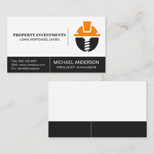 Hardhat Schroef Logo | Bouw Visitekaartje (Voorkant / Achterkant)