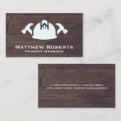 Hardhat slaat op Huis Logo | Houten Achtergrond Visitekaartje (Voorkant / Achterkant)