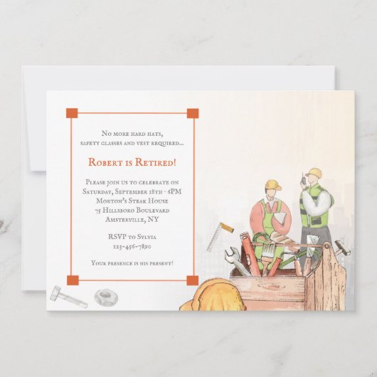 Hardhat Worker Retirement Party Kaart (Voorkant)