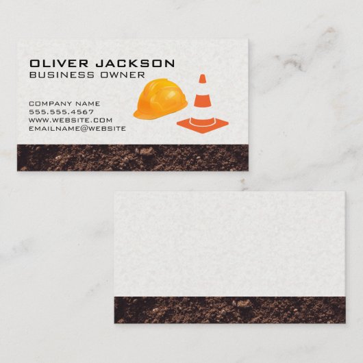 Hardhoed en bouwkegel visitekaartje (Voorkant / Achterkant)