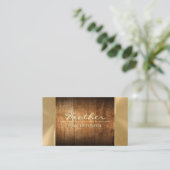 hardhout | Gouden afwerking | Metallic Shimmer Visitekaartje (Staand voorkant)