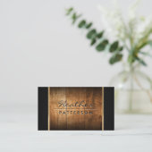 hardhout | Gouden afwerking | Zwart gaas Visitekaartje (Staand voorkant)