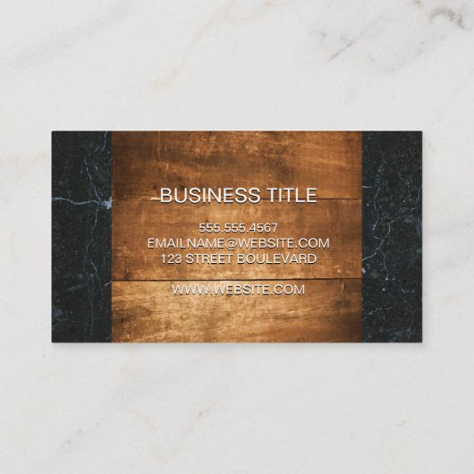 Hardhout | Zwarte marmeren afwerking Visitekaartje (Achterkant)