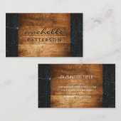 Hardhout | Zwarte marmeren afwerking Visitekaartje (Voorkant / Achterkant)