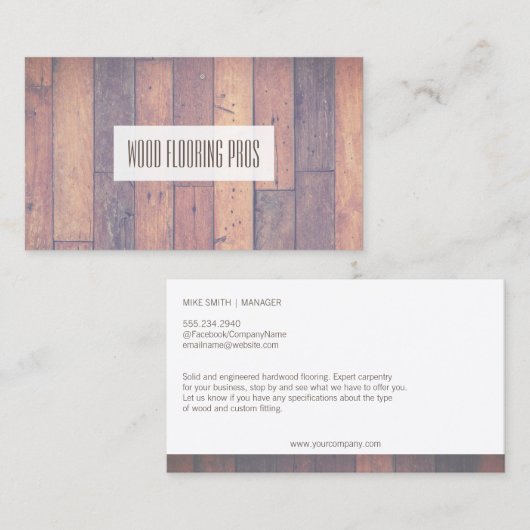 hardhouten vloer | timmerwerk visitekaartje (Voorkant / Achterkant)