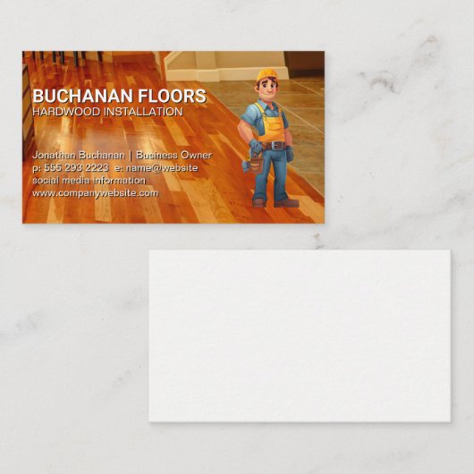 hardhouten vloeren | Tegeltjes | hoofdaannemer Visitekaartje (Voorkant / Achterkant)