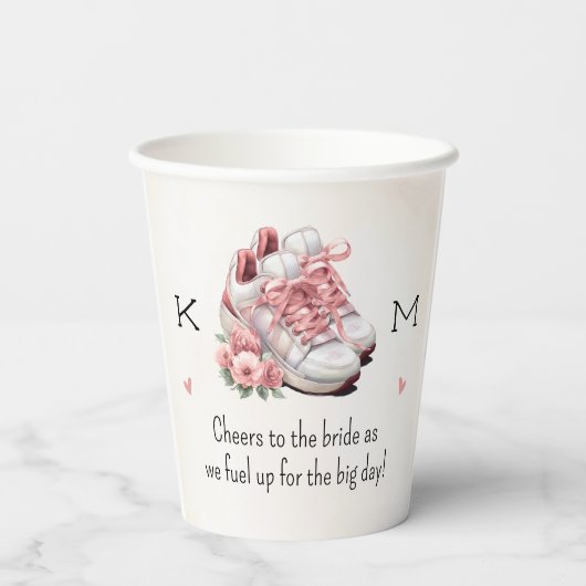 Hardloop Bloemige Sneaker Bruidsdouche Papieren Bekers (Achterkant)