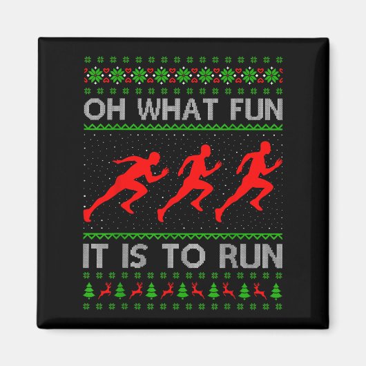 Hardloop Kerst Ugly Sweater Oh Wat Leuk Het Is T Magneet (Voorkant)