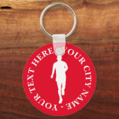 Hardloop man silhouet sleutelhanger met aangepaste (Voorkant)