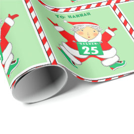 Hardloop Mrs. Claus Kerstcadeau Inpakpapier