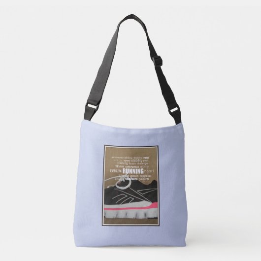 Hardloop Passie Woord Collage Crossbody Tas (Voorkant)