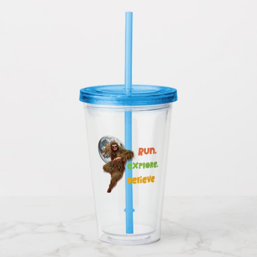 Hardloop Sasquatch Avontuur Geloof Ontwerp Acryl Drinkbeker (Voorkant)